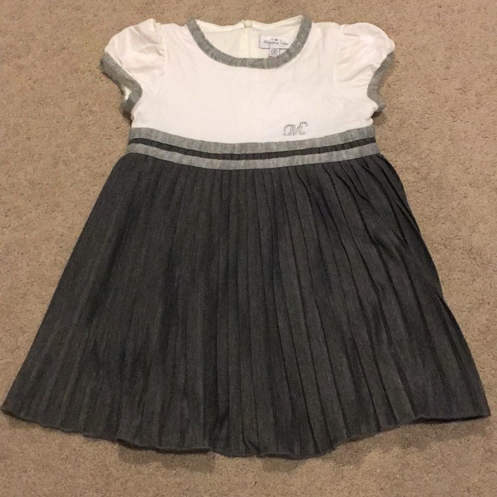 Mayoral Chic Pleated Skirt Grey & White Dress